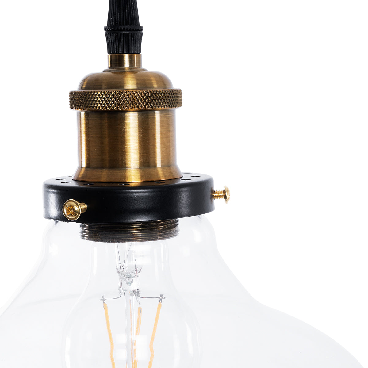 BINGLEY 01075 Vintage Κρεμαστό Φωτιστικό Οροφής με Ντουί 1 x E27 AC 220-240V IP20 - Διάφανο & Χρυσό - Μ24.5 x Π24.5 x Υ15