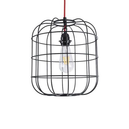 PARROT 01099 Μοντέρνο Industrial Κρεμαστό Φωτιστικό Οροφής Μονόφωτο 1 x E27 AC220-240V - Φ28 x Υ30cm - Μαύρο Μεταλλικό Πλέγμα