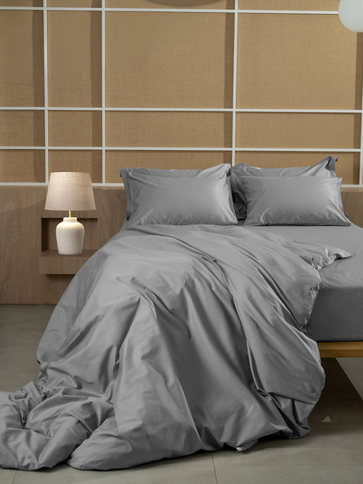 Παπλωματοθήκη Βαμβακοσατέν Omnia Grey Υπέρδιπλη 220x240εκ