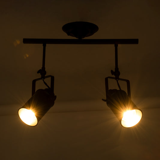 HOLLYWOOD 01154 Vintage Φωτιστικό Οροφής με Ντουί 2 x E27 AC 220-240V IP20 - Μαύρο - Μ45 x Π15 x Υ40