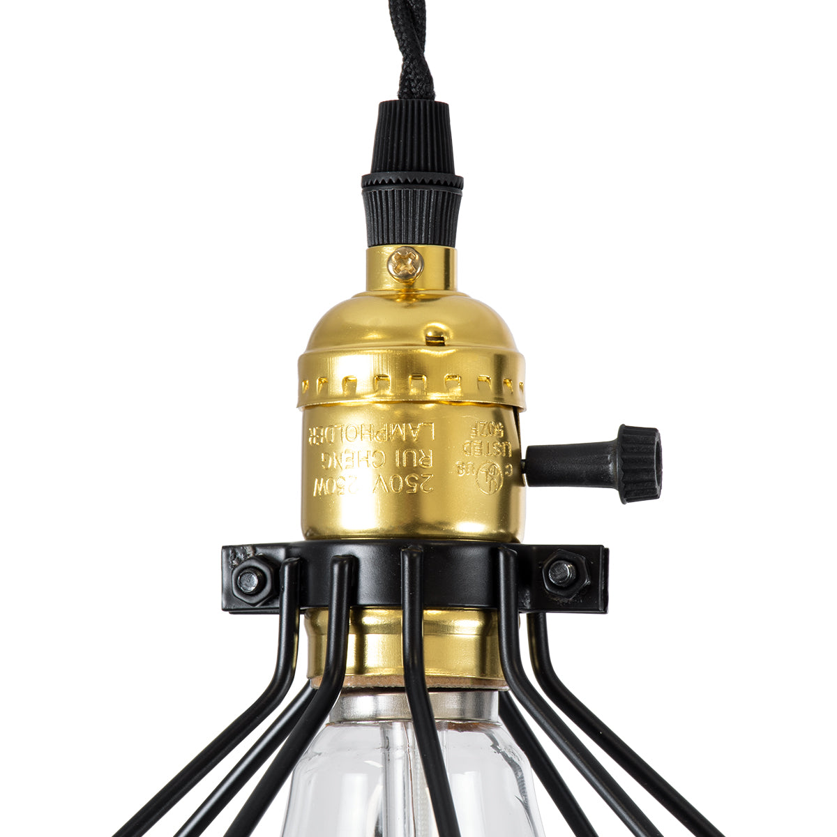 GALOT 01179 Vintage Industrial Κρεμαστό Φωτιστικό Οροφής Μονόφωτο 1 x E27 Μαύρο Μεταλλικό Πλέγμα Φ13.5 x Υ16cm