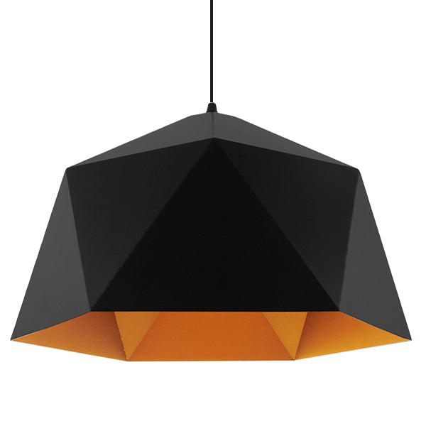 HEXAGON 01195 Μοντέρνο Κρεμαστό Φωτιστικό Οροφής με Ντουί 1 x E27 AC 220-240V IP20 - Μαύρο & Χρυσό - Μ46 x Π46 x Υ25