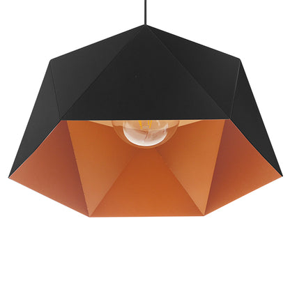 HEXAGON 01195 Μοντέρνο Κρεμαστό Φωτιστικό Οροφής με Ντουί 1 x E27 AC 220-240V IP20 - Μαύρο & Χρυσό - Μ46 x Π46 x Υ25