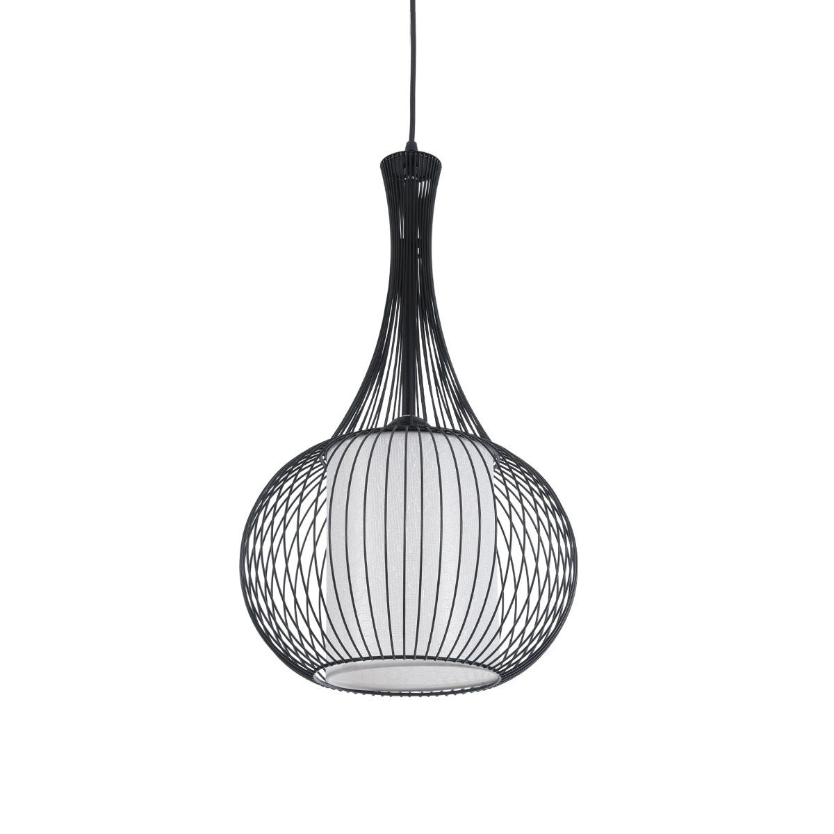 LILY 01198 Μοντέρνο Κρεμαστό Φωτιστικό Οροφής με Ντουί 1 x E27 AC 220-240V IP20 - Μαύρο & Λευκό - Μ30 x Π30 x Υ50