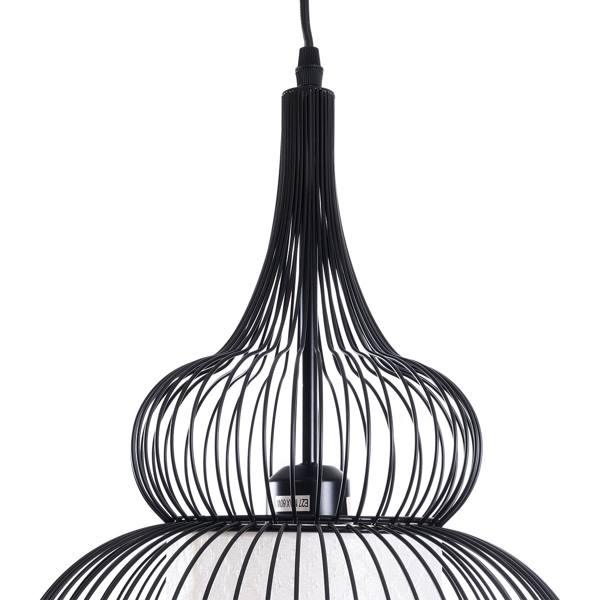 LILY 01199 Μοντέρνο Κρεμαστό Φωτιστικό Οροφής με Ντουί 1 x E27 AC 220-240V IP20 - Μαύρο & Λευκό - Μ31 x Π31 x Υ42