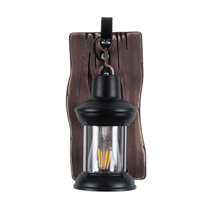 BRASRA 01204 Vintage Φωτιστικό Τοίχου - Απλίκα με Ντουί 1 x E27 AC 220-240V IP20 - Καφέ & Μαύρο - Μ15 x Π20 x Υ30