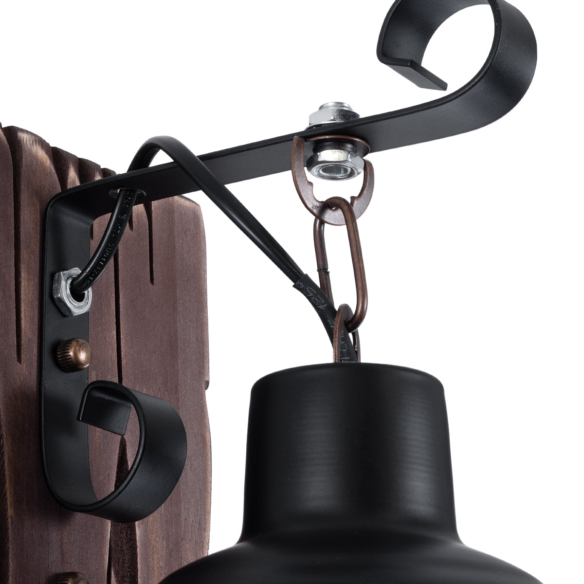 BRASRA 01204 Vintage Φωτιστικό Τοίχου - Απλίκα με Ντουί 1 x E27 AC 220-240V IP20 - Καφέ & Μαύρο - Μ15 x Π20 x Υ30