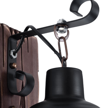 BRASRA 01204 Vintage Φωτιστικό Τοίχου - Απλίκα με Ντουί 1 x E27 AC 220-240V IP20 - Καφέ & Μαύρο - Μ15 x Π20 x Υ30