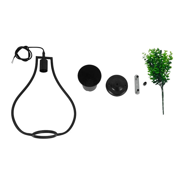 FLOWERPOT 10001210 Μοντέρνο Κρεμαστό Φωτιστικό Οροφής Μονόφωτο 1 x E27 Μαύρο Μεταλλικό με Διακοσμητικό Φυτό Φ27 x Y40cm