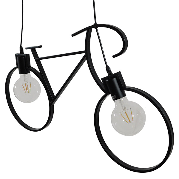 BIKE BLACK 01213 Vintage Κρεμαστό Φωτιστικό Οροφής Δίφωτο 2 x E27 Μαύρο Μεταλλικό Μ67 x Π1.5 x Υ41cm