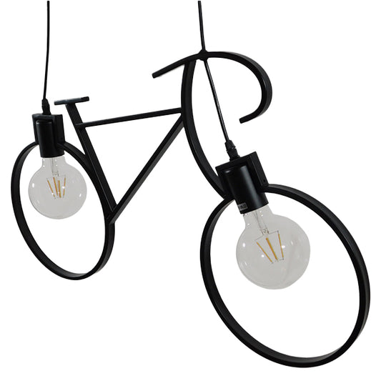 BIKE BLACK 01213 Vintage Κρεμαστό Φωτιστικό Οροφής Δίφωτο 2 x E27 Μαύρο Μεταλλικό Μ67 x Π1.5 x Υ41cm