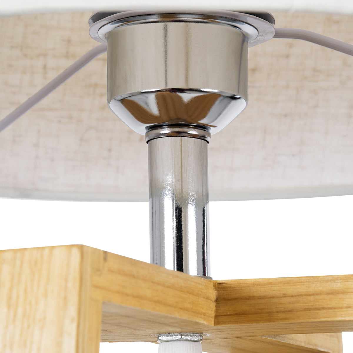 SQUID 01265 Μοντέρνο Επιτραπέζιο Φωτιστικό Πορτατίφ Μονόφωτο 1 x E27 Ξύλινο με Μπεζ Καπέλο Φ30 x Υ63cm