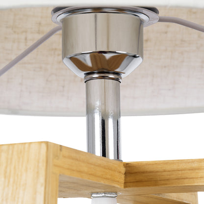 SQUID 01265 Μοντέρνο Επιτραπέζιο Φωτιστικό Πορτατίφ Μονόφωτο 1 x E27 Ξύλινο με Μπεζ Καπέλο Φ30 x Υ63cm