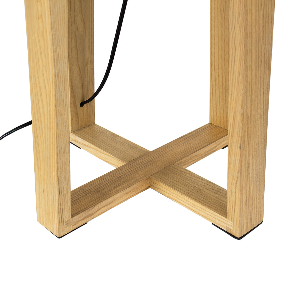 SQUID 01265 Μοντέρνο Επιτραπέζιο Φωτιστικό Πορτατίφ Μονόφωτο 1 x E27 Ξύλινο με Μπεζ Καπέλο Φ30 x Υ63cm