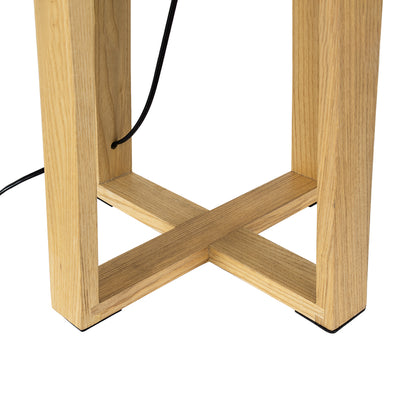 SQUID 01265 Μοντέρνο Επιτραπέζιο Φωτιστικό Πορτατίφ Μονόφωτο 1 x E27 Ξύλινο με Μπεζ Καπέλο Φ30 x Υ63cm