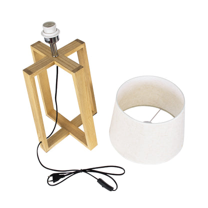 SQUID 01265 Μοντέρνο Επιτραπέζιο Φωτιστικό Πορτατίφ Μονόφωτο 1 x E27 Ξύλινο με Μπεζ Καπέλο Φ30 x Υ63cm