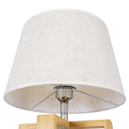 SQUID 01265 Μοντέρνο Επιτραπέζιο Φωτιστικό Πορτατίφ Μονόφωτο 1 x E27 Ξύλινο με Μπεζ Καπέλο Φ30 x Υ63cm