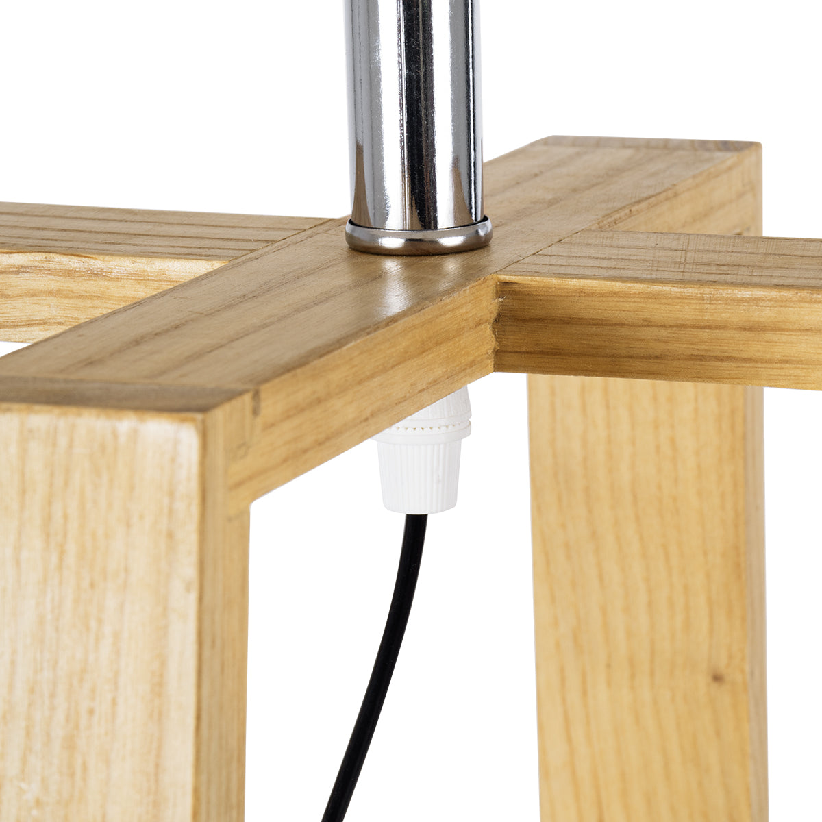 SQUID 01265 Μοντέρνο Επιτραπέζιο Φωτιστικό Πορτατίφ Μονόφωτο 1 x E27 Ξύλινο με Μπεζ Καπέλο Φ30 x Υ63cm