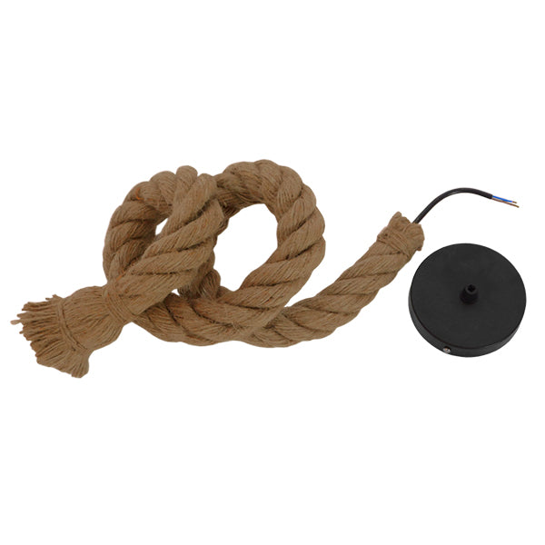 ROPE 01278 Vintage Industrial Κρεμαστό Φωτιστικό Οροφής Μονόφωτο 1 x E27 με 1 μέτρο Μπεζ Σχοινί Φ3.5 x 100cm