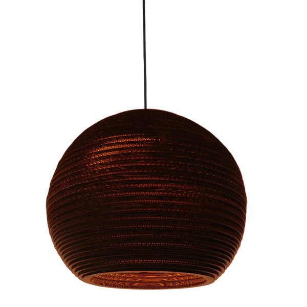 SANTORINI 01289 Vintage Κρεμαστό Φωτιστικό Οροφής Μονόφωτο 3D από Επεξεργασμένο Σκληρό Καφέ Χαρτόνι Καμπάνα Φ40 x Y34cm