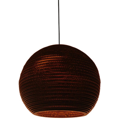 SANTORINI 01289 Vintage Κρεμαστό Φωτιστικό Οροφής Μονόφωτο 3D από Επεξεργασμένο Σκληρό Καφέ Χαρτόνι Καμπάνα Φ40 x Y34cm