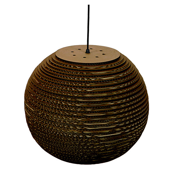 SANTORINI 01289 Vintage Κρεμαστό Φωτιστικό Οροφής Μονόφωτο 3D από Επεξεργασμένο Σκληρό Καφέ Χαρτόνι Καμπάνα Φ40 x Y34cm