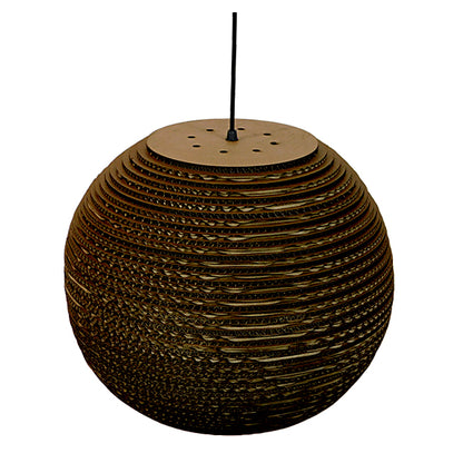 SANTORINI 01289 Vintage Κρεμαστό Φωτιστικό Οροφής Μονόφωτο 3D από Επεξεργασμένο Σκληρό Καφέ Χαρτόνι Καμπάνα Φ40 x Y34cm