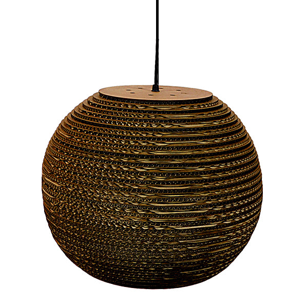 SANTORINI 01289 Vintage Κρεμαστό Φωτιστικό Οροφής Μονόφωτο 3D από Επεξεργασμένο Σκληρό Καφέ Χαρτόνι Καμπάνα Φ40 x Y34cm