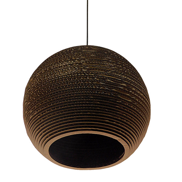 SANTORINI 01289 Vintage Κρεμαστό Φωτιστικό Οροφής Μονόφωτο 3D από Επεξεργασμένο Σκληρό Καφέ Χαρτόνι Καμπάνα Φ40 x Y34cm