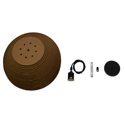 SANTORINI 01289 Vintage Κρεμαστό Φωτιστικό Οροφής Μονόφωτο 3D από Επεξεργασμένο Σκληρό Καφέ Χαρτόνι Καμπάνα Φ40 x Y34cm