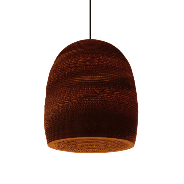 SANTORINI 01296 Vintage Κρεμαστό Φωτιστικό Οροφής Μονόφωτο 3D από Επεξεργασμένο Σκληρό Καφέ Χαρτόνι Καμπάνα Φ35 x Y40cm