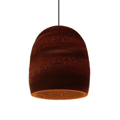 SANTORINI 01296 Vintage Κρεμαστό Φωτιστικό Οροφής Μονόφωτο 3D από Επεξεργασμένο Σκληρό Καφέ Χαρτόνι Καμπάνα Φ35 x Y40cm