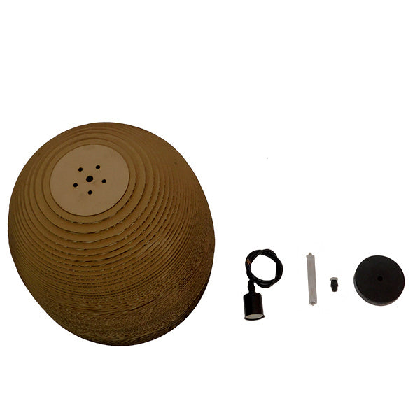 SANTORINI 01296 Vintage Κρεμαστό Φωτιστικό Οροφής Μονόφωτο 3D από Επεξεργασμένο Σκληρό Καφέ Χαρτόνι Καμπάνα Φ35 x Y40cm