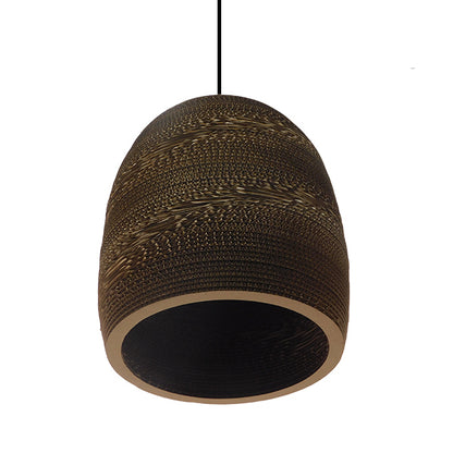 SANTORINI 01296 Vintage Κρεμαστό Φωτιστικό Οροφής Μονόφωτο 3D από Επεξεργασμένο Σκληρό Καφέ Χαρτόνι Καμπάνα Φ35 x Y40cm