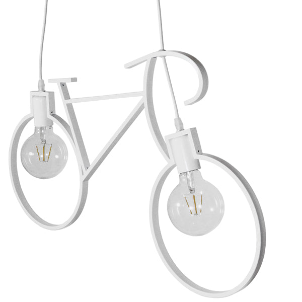 BIKE WHITE 01300 Vintage Κρεμαστό Φωτιστικό Οροφής Δίφωτο 2 x E27 Λευκό Μεταλλικό Μ67 x Π1.5 x Υ41cm