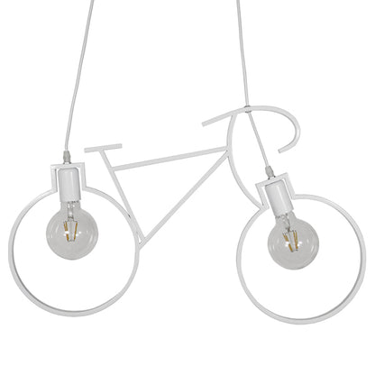 BIKE WHITE 01300 Vintage Κρεμαστό Φωτιστικό Οροφής Δίφωτο 2 x E27 Λευκό Μεταλλικό Μ67 x Π1.5 x Υ41cm