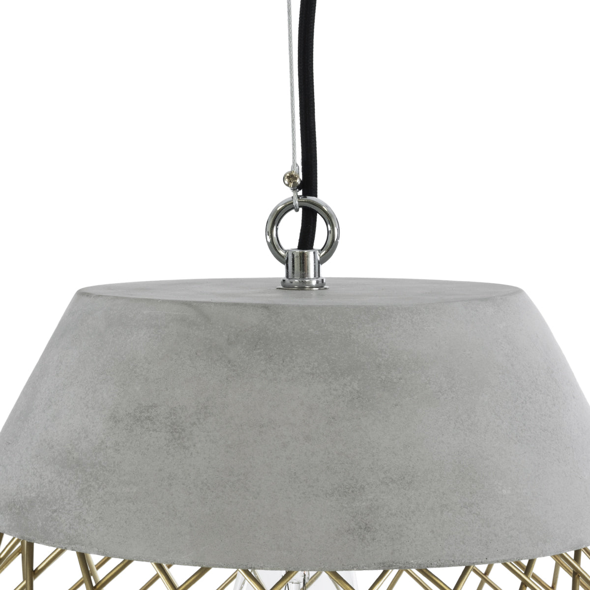 DURANT 01324 Μοντέρνο Κρεμαστό Φωτιστικό Πλέγμα Μονόφωτο 1 x E27 IP20 Γκρι Τσιμέντο με Μπεζ Μέταλλο - Μ35 x Π35 x Υ35cm