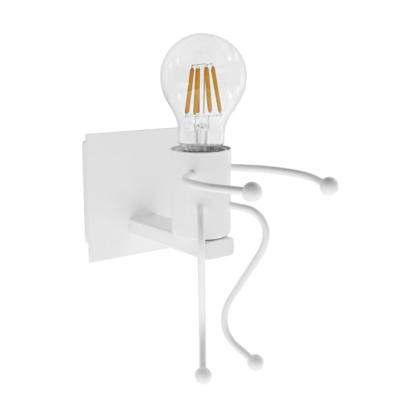 LITTLE MAN 01389 Μοντέρνο Φωτιστικό Τοίχου Απλίκα Μονόφωτο Λευκό Μεταλλικό Μ12 x Π19 x Υ17cm