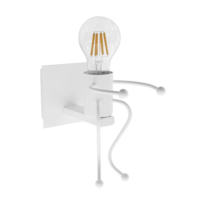 LITTLE MAN 01389 Μοντέρνο Φωτιστικό Τοίχου Απλίκα Μονόφωτο Λευκό Μεταλλικό Μ12 x Π19 x Υ17cm