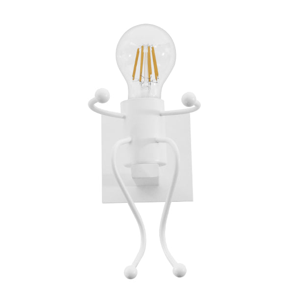 LITTLE MAN 01389 Μοντέρνο Φωτιστικό Τοίχου Απλίκα Μονόφωτο Λευκό Μεταλλικό Μ12 x Π19 x Υ17cm