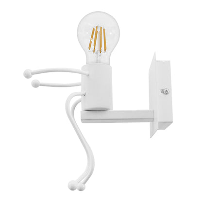 LITTLE MAN 01389 Μοντέρνο Φωτιστικό Τοίχου Απλίκα Μονόφωτο Λευκό Μεταλλικό Μ12 x Π19 x Υ17cm