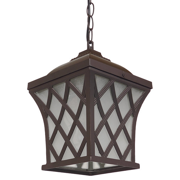 LINCOLN 01399 Vintage Industrial Κρεμαστό Φωτιστικό Οροφής Μονόφωτο 1 x E27 Σκούρο Καφέ Μεταλλικό Πλέγμα Μ8.5 x Π8.5 x Υ26cm