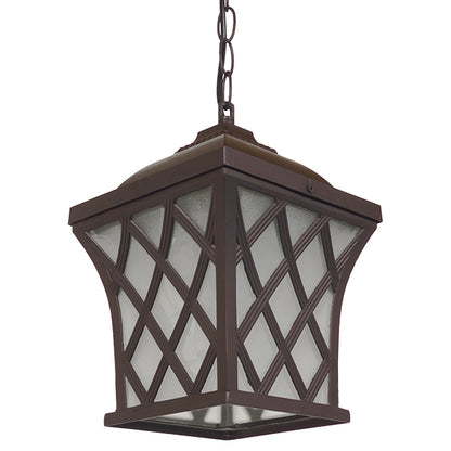 LINCOLN 01399 Vintage Industrial Κρεμαστό Φωτιστικό Οροφής Μονόφωτο 1 x E27 Σκούρο Καφέ Μεταλλικό Πλέγμα Μ8.5 x Π8.5 x Υ26cm