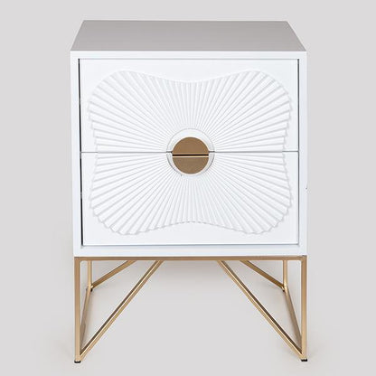 ΚΟΜΟΔΙΝΟ ΞΥΛΙΝΟ ΛΕΥΚΟ ΜΕ ΠΟΔΙΑ ΜΕΤΑΛΛΙΚΑ 48x35x64