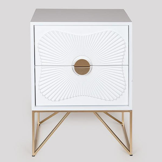 ΚΟΜΟΔΙΝΟ ΞΥΛΙΝΟ ΛΕΥΚΟ ΜΕ ΠΟΔΙΑ ΜΕΤΑΛΛΙΚΑ 48x35x64