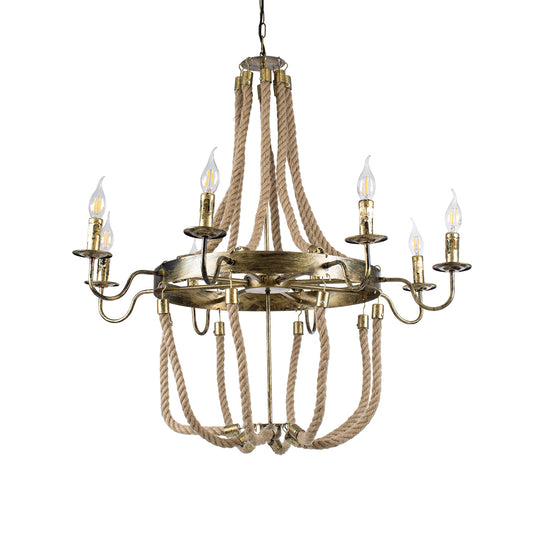 VICTORIAN 01405 Vintage Κρεμαστό Φωτιστικό Οροφής με Ντουί 8 x E14 AC 220-240V IP20 - Μπρούτζινο Εφέ Σκουριάς & Μπεζ - Μ87 x Π87 x Υ80