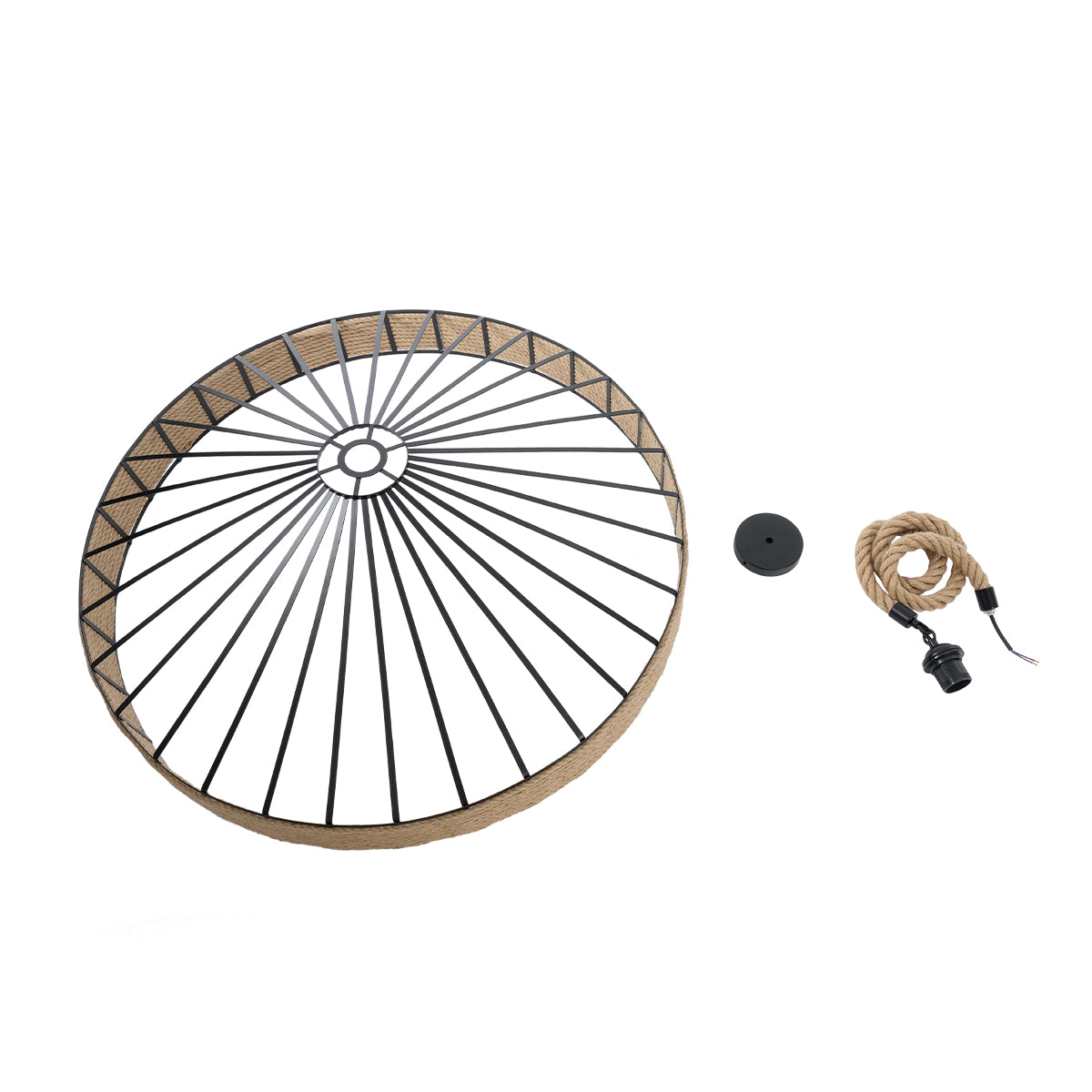 SAHARA 01416 Boho Κρεμαστό Φωτιστικό Οροφής με Ντουί 1 x E27 AC 220-240V IP20 - Μπεζ & Μαύρο - Μ80 x Π80 x Y25