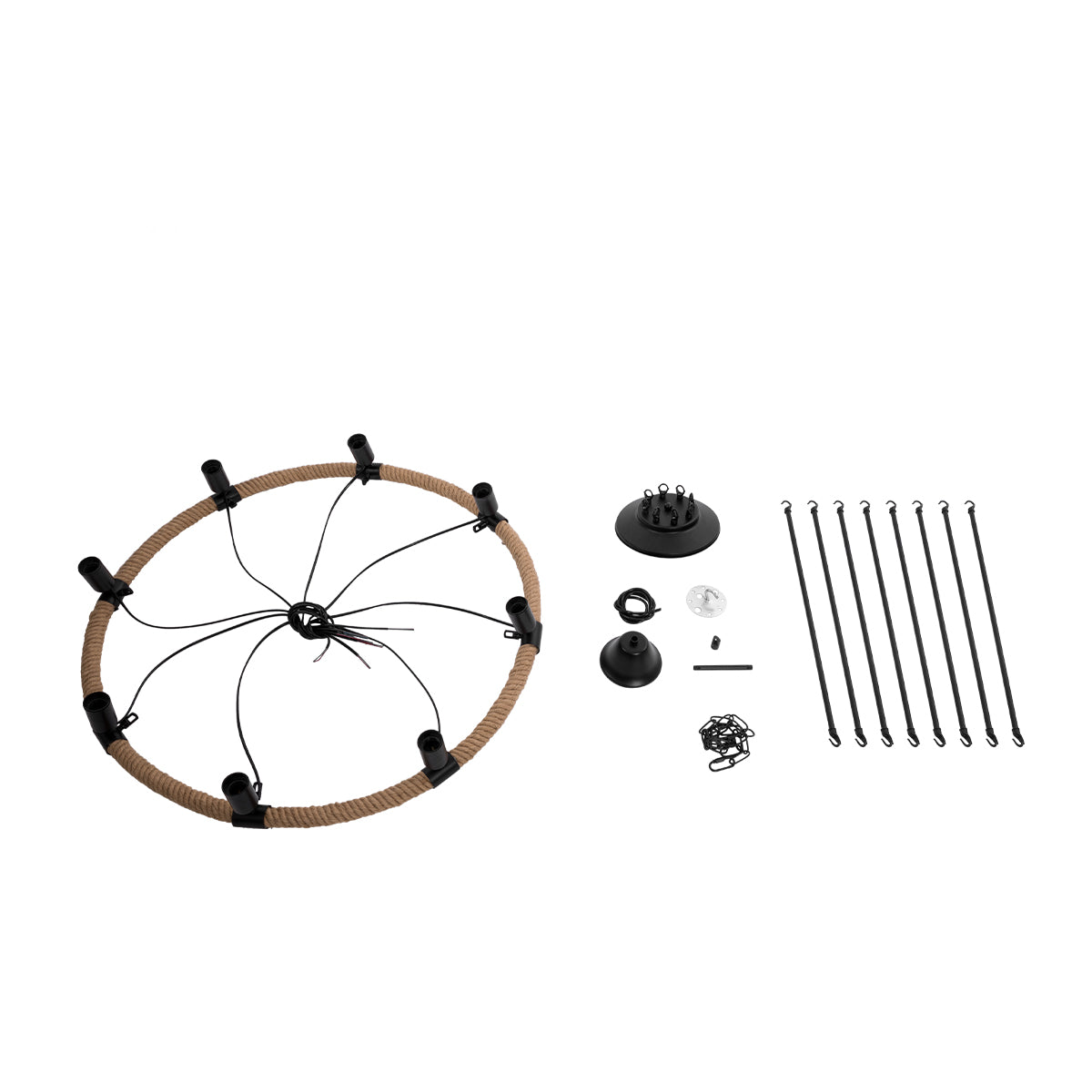 MILLBANK 01423 Vintage Κρεμαστό Φωτιστικό Οροφής με Ντουί 8 x E27 AC 220-240V IP20 - Μαύρο & Μπεζ - Μ80 x Π80 x Y54