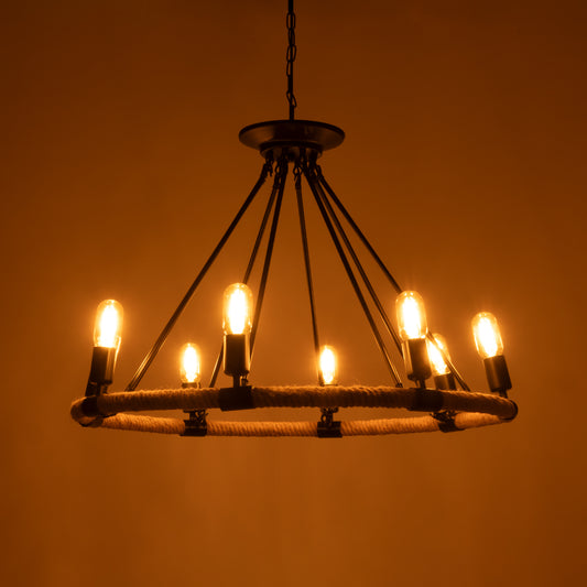 MILLBANK 01423 Vintage Κρεμαστό Φωτιστικό Οροφής με Ντουί 8 x E27 AC 220-240V IP20 - Μαύρο & Μπεζ - Μ80 x Π80 x Y54