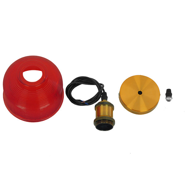 SEGRETO 01450 Vintage Κρεμαστό Φωτιστικό Οροφής Μονόφωτο 1 x E27 Κόκκινο Γυάλινο Διάφανο Καμπάνα με Χρυσό Ντουί Φ14 x Υ18cm